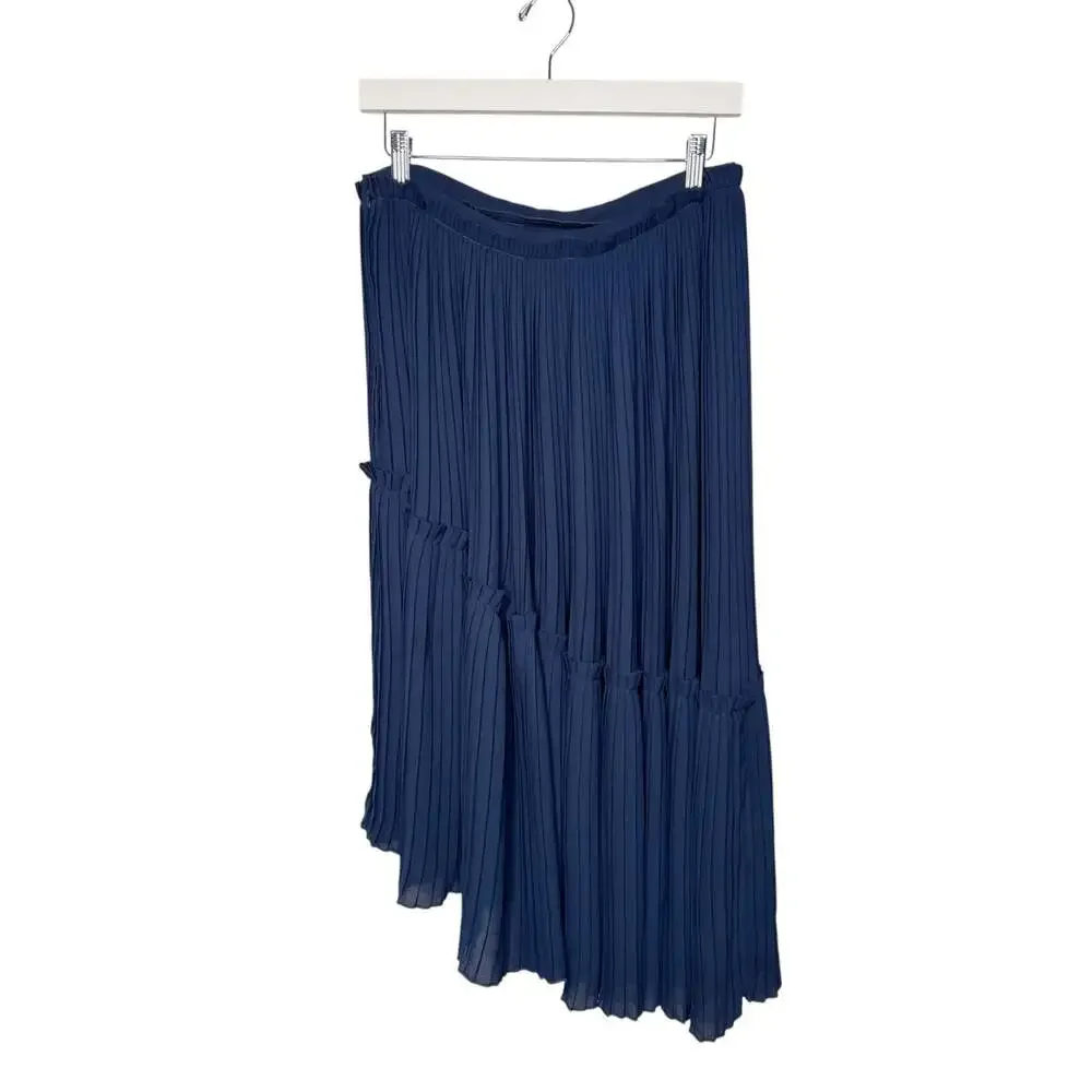 Kenzo Paris Asymmetric Pleated Skirt Navy Blue Size 42/10